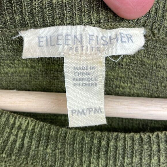 Eileen Fisher Green Organic Linen Cotton Blend Tunic Top Lightweight Sweater PM - Picture 4 of 9